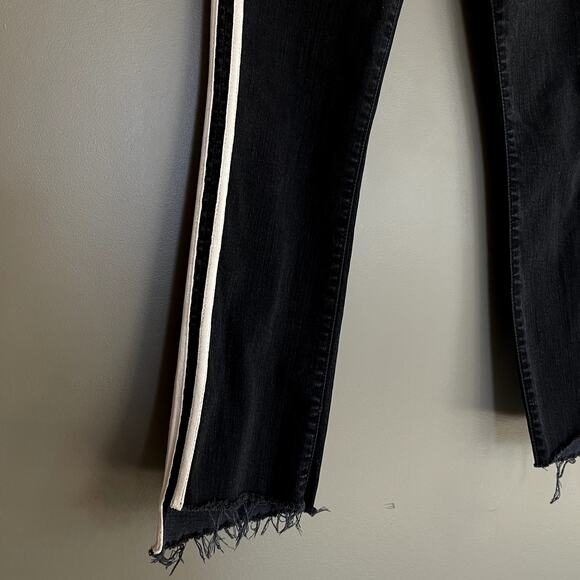 Mother Insider Crop Step Fray Jean in Guilty Racer Stripe Size 25 Black Bootcut - Picture 11 of 16